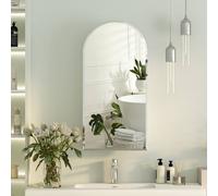 KEEPREAPER Frameless Arched Bathroom Mirror Cabinet 40x80cm 3 Glass Shelves in White | Size: 40x80 cm KEEPREAPER White 40x80 cm