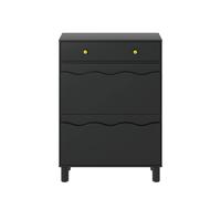 KEEPREAPER Freestanding Shoe Cabinet with 2 Flip Drawers & 1 Pull-Out Drawer in Black KEEPREAPER Black