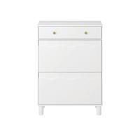 KEEPREAPER Freestanding Shoe Cabinet with 2 Flip Drawers & 1 Pull-Out Drawer in White KEEPREAPER White