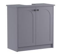 KEEPREAPER Grey Freestanding Under Sink Bathroom Cabinet 600mm 2 Soft Close Doors KEEPREAPER Grey