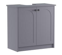 Keepreaper Grey Freestanding Under Sink Bathroom Cabinet With Shelf And 2 Arched Door Soft Close 600 mm