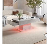 Keepreaper Grey Led Coffee Table With 2 Storage Drawers For Home Office Table