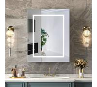 KEEPREAPER Illuminated Bathroom Cabinet 60x75 cm with Lights & Demister in White KEEPREAPER White 60x75 cm