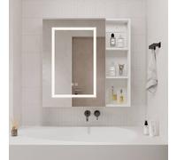 KEEPREAPER Illuminated Bathroom Cabinet with Storage 70 cm in White KEEPREAPER White