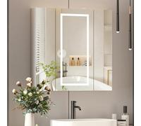 Keepreaper Large 80 X 80 Cm Led Bathroom Mirror Cabinet With Shaver Socket Anti Fog And 3 Door Wall Mounted