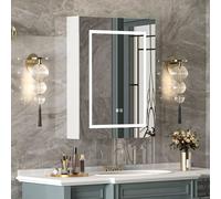 KEEPREAPER LED Bathroom Mirror Cabinet 60x75cm Demister 3-Color Wall Mounted in White | Size: 60x75 cm KEEPREAPER White 60x75 cm
