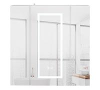 Keepreaper Led Bathroom Mirror Cabinet 80 X 80 Cm With Defogger And Storage 3 Door Wall Mounted