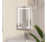 KEEPREAPER LED Corner Bathroom Mirror Cabinet 40x60cm Wall Mounted Storage in White | Size: 40x60 cm KEEPREAPER White 40x60 cm
