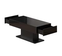 Keepreaper Modern Black High Gloss Rectangular Wooden Coffee Table With Two Storage Drawers And Led Light For Living Room