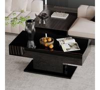 KEEPREAPER Modern Coffee Table High Glossy With 16 Colours LED Lights in Black KEEPREAPER Black
