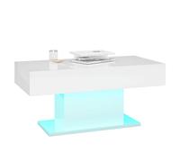 KEEPREAPER Modern Coffee Table High Glossy with LED Lights in White KEEPREAPER White