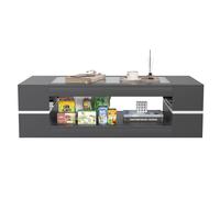 KEEPREAPER Modern Coffee Table with Glass Top & Storage in Black KEEPREAPER Black