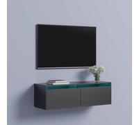 KEEPREAPER Modern Floating TV Stand with LED Lights TV Unit for 32 to 50 Inch TV in Black KEEPREAPER Black