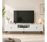 KEEPREAPER Modern Fluted TV Stand for 55-80 Inch TV White KEEPREAPER White