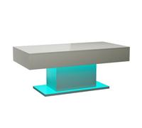 Keepreaper Modern Grey High Gloss Rectangular Wooden Coffee Table With 16 Color Led Light For Living Room Dining Room Reception