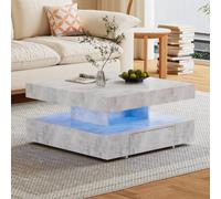 KEEPREAPER Modern Grey LED Coffee Table with 2 Storage Drawers KEEPREAPER Grey