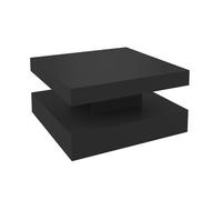 Keepreaper Modern Square Coffee Table With Led Light And Storage 2 Tier Wood Black For Living Room Home Middle Center Table