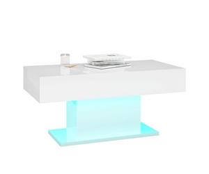 Keepreaper Modern White High Gloss Rectangular Wooden Coffee Table With 16 Color Led Light For Living Room Dining Room Reception