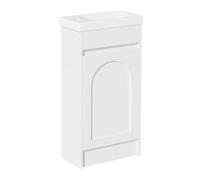 Keepreaper Narrow Floor Standing Bathroom Vanity Unit With Ceramic Sink Wash Basin 2 Storage