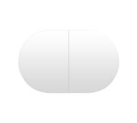 KEEPREAPER Oval Bathroom Mirror Cabinet 2 Butterfly Doors Wall Mounted 5 Storage in White KEEPREAPER White