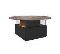 Keepreaper Round Led Coffee Table With Storage Square Acrylic And 2 Sliding Drawers Rustic Center Table For Living Room