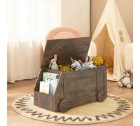 Keepreaper Rustic Wooden Toy Box With Lid And 2 Safety Hinges