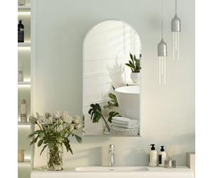 Keepreaper Sl eveled Edge Bathroom Mirror Cabinet Arched Frameless Wall Mounted 40X80 Cm With 3 Glass Shelves Bathroom Cabinet
