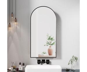 Keepreaper Sl rched Bathroom Mirror Cabinet Black Metal Framed Wall Mounted 40 X 80 Cm Bathroom Cabinet