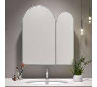 Keepreaper Sleek Arched Bathroom Mirror Cabinet 2-Door Wall Mounted Brushed Nickel 60 X 70 Bathroom Cabinet