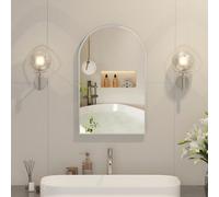 Keepreaper Sl rched Bathroom Mirror Cabinet Metal Framed Brushed Nickel 42X68 Wall Mounted