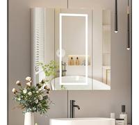 KEEPREAPER Sleek Bathroom Cabinet With Led Lights & Anti Fog Mirror in White KEEPREAPER White