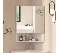 KEEPREAPER Sl athroom Cabinet With Mirror 47 x 60 cm in White KEEPREAPER White 47 x 60 cm