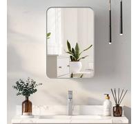 KEEPREAPER Sl athroom Mirror Cabinet Metal Framed Wall Mounted in Silver KEEPREAPER Silver