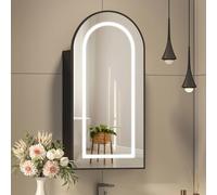 KEEPREAPER Sleek Bathroom Mirror Cabinet With Led Lights 40x80 in Black KEEPREAPER Black