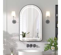 KEEPREAPER Sleek Bathroom Mirror Cabinet with LED Lights 51x80 cm in Black KEEPREAPER Black 51x80 cm