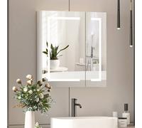 KEEPREAPER Sl athroom Mirror Cabinet with Shaver Socket & Anti Fog in White KEEPREAPER White
