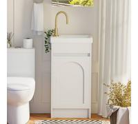 KEEPREAPER Sleek Bathroom Vanity Unit with Ceramic Sink 2 Storage Compartments in White KEEPREAPER White