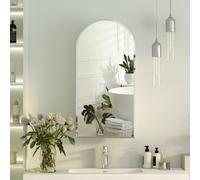 Keepreaper Sl eveled Edge Bathroom Mirror Cabinet Arched Frameless Wall Mounted 40X80 Cm With 3 Glass Shelves Bathroom Cabinet
