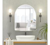 Keepreaper Sl eveled Edge Bathroom Mirror Cabinet With 2 Doors And 3 Glass Shelves Bathroom Cabinet