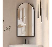 Keepreaper Sl lack Bathroom Corner Mirror Cabinet With Arched Design And Storage Bathroom Cabinet