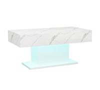 KEEPREAPER Sleek Coffee Table High Glossy Wooden with LED Lights in White KEEPREAPER White
