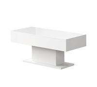 KEEPREAPER Sleek Coffee Table with 2 Storage Drawers & LED Lights in White KEEPREAPER White