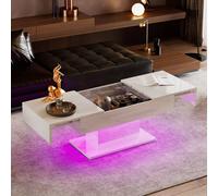 KEEPREAPER Sleek Coffee Table with Sliding Top & Hidden Storage in White KEEPREAPER White