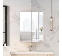 Keepreaper Sl orner Bathroom Cabinet With Mirror 47 X 60 Cm 2-Door Wall Mounted Storage Bathroom Mirror Cabinet