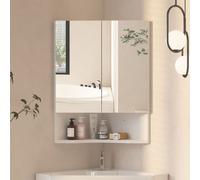 Keepreaper Sleek Corner Bathroom Mirror Cabinet With Storage 47 X 60 Cm Bathroom Cabinet