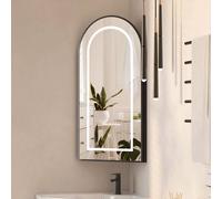 KEEPREAPER Sl orner Mirror Cabinet with Lighted Arched Design in Black KEEPREAPER Black