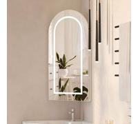 KEEPREAPER Sl orner Mirror Cabinet with Lighted Arched Design in White KEEPREAPER White