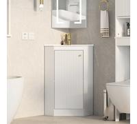 Keepreaper Sleek Corner Vanity Unit With Ceramic Sink 600mm Floor Standing Soft Close Doors
