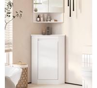 KEEPREAPER Sleek Corner Vanity Unit With Ceramic Sink 600mm in White KEEPREAPER White