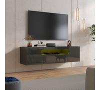 Keepreaper Sl loating Tv Stand With Led Light For 37-65 Inch Tvs, High Gloss Media Console For Living Room Bedroom, Black
